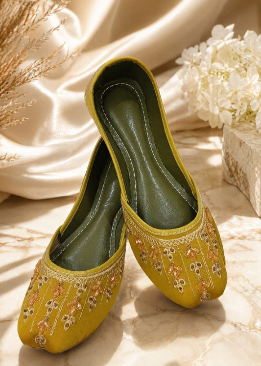 Green Synthetic-Mix Slip-On Khussa Online in KSA Riyadh Saudi Arabia Oman Bahrain Qatar