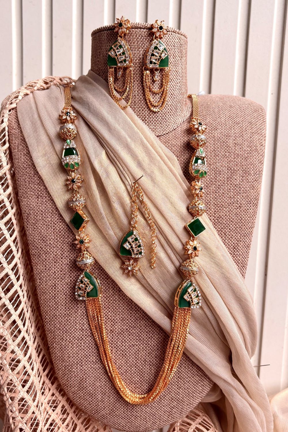 Green Turkish Malaa Necklace Set Online in Dubai UAE Abudhabi Ajman Sharjah