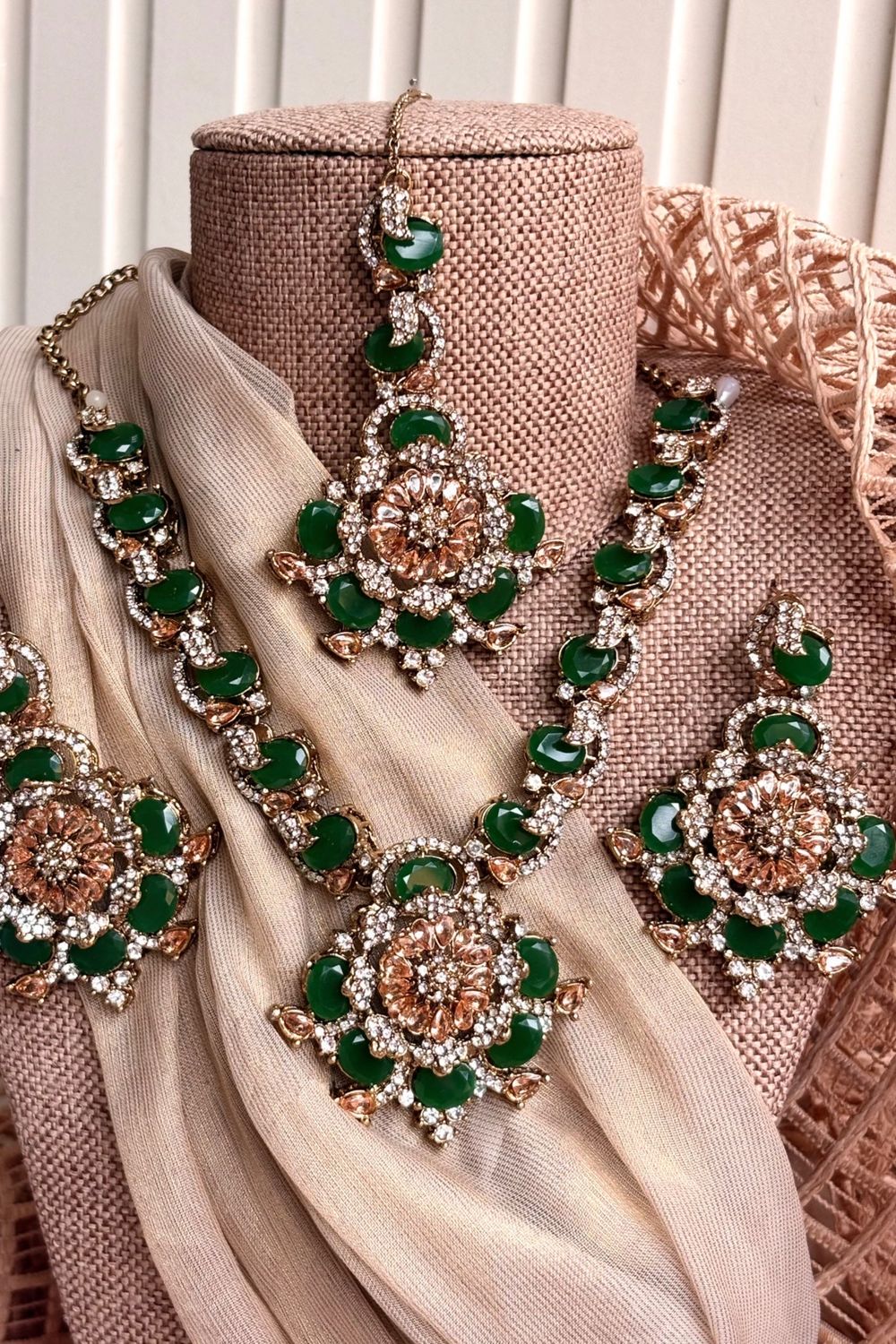 Green Turkish Stone Work Necklace Set Online in Dubai UAE Abudhabi Ajman Sharjah