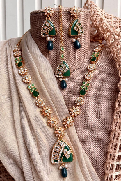 Green Vareesha Turkish Malaa Jewellery Set Online in Dubai UAE Abudhabi Ajman Sharjah