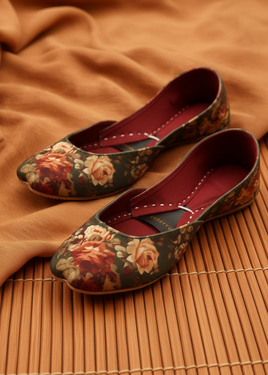Green Velvet Embroidered Mojari Online in UK USA Canada