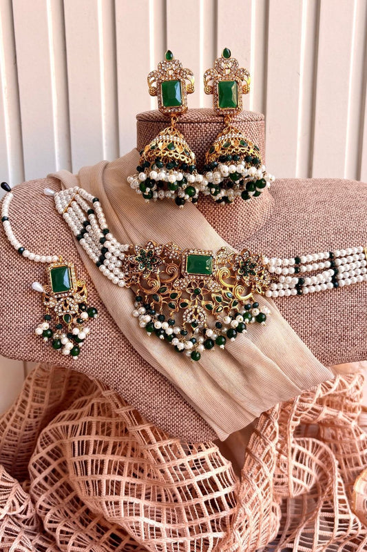 Green Zirelle Choker Set Online in Dubai UAE Abudhabi Ajman Sharjah