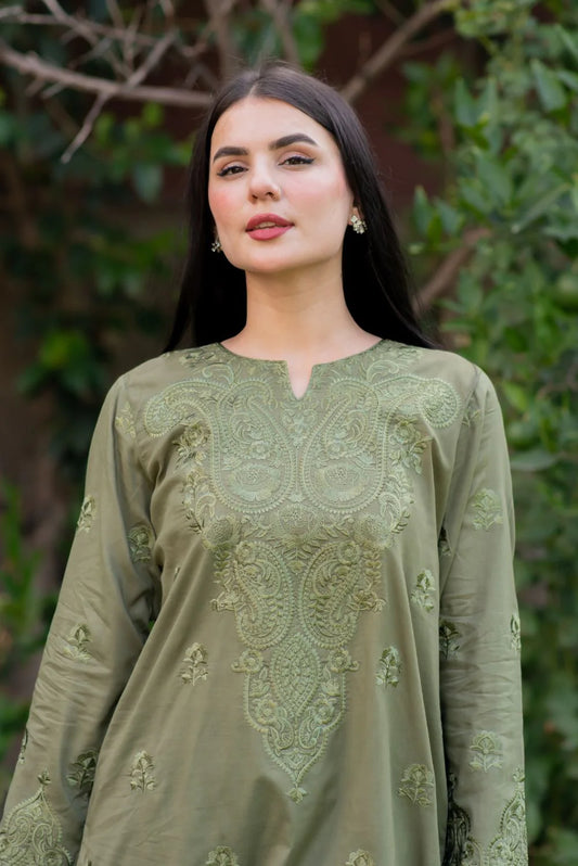 Hazel Green Embroidered Kurta