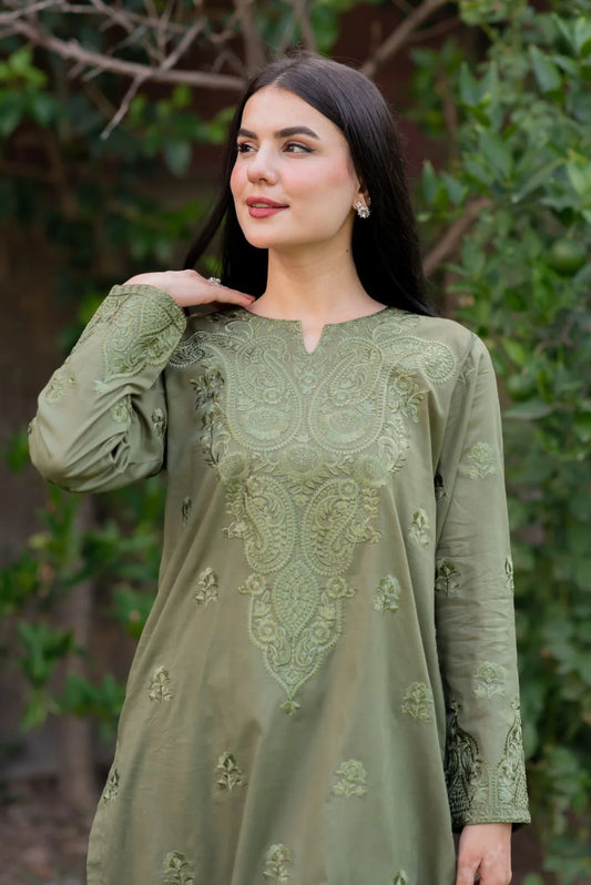 Hazel Green Embroidered Kurta
