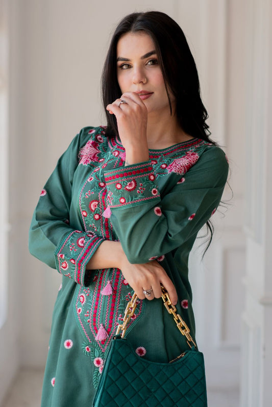 Embroidered Kurta with Trousers