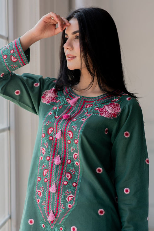 Embroidered Kurta with Trousers