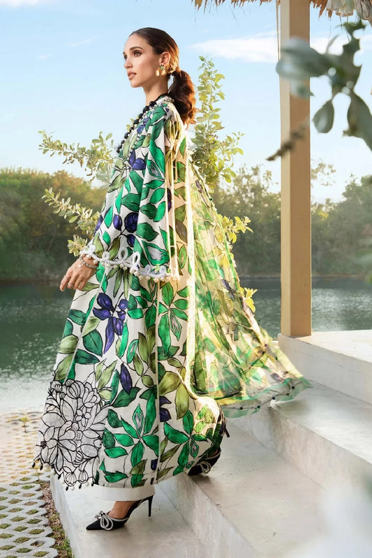 Green Floral Printed Pure Lawn Suit