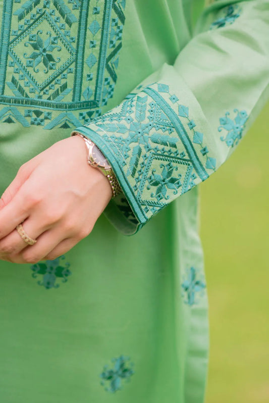 Algae Green Embroidered Kurta