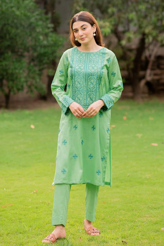 Algae Green Embroidered Kurta