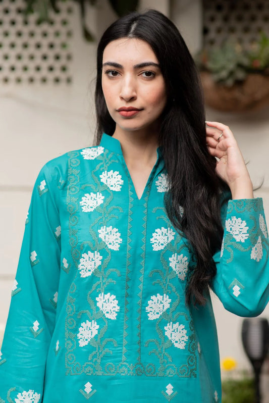 Teal Green Kurta with Pants