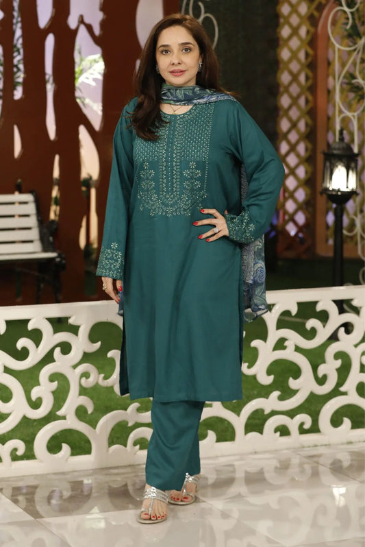 Green Kurta with Straight Pants