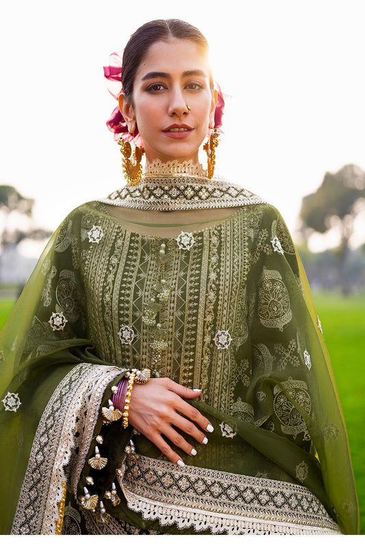 Forest Green Embroidered Lawn Suit