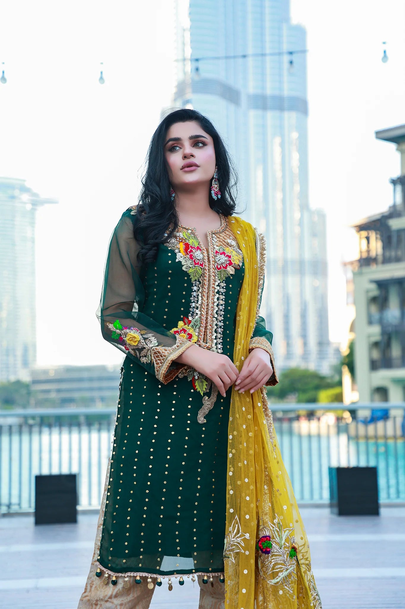 Readymade Green Pure Chiffon Suit
