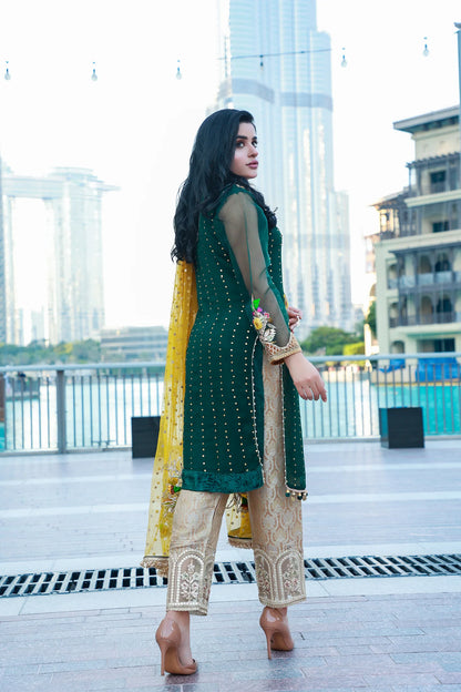 Readymade Green Pure Chiffon Suit