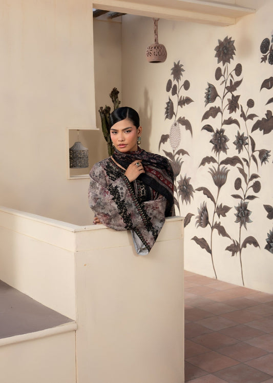Grey Blended Khaddar Daily Wear Suit Online in Sri Lanka India Australia