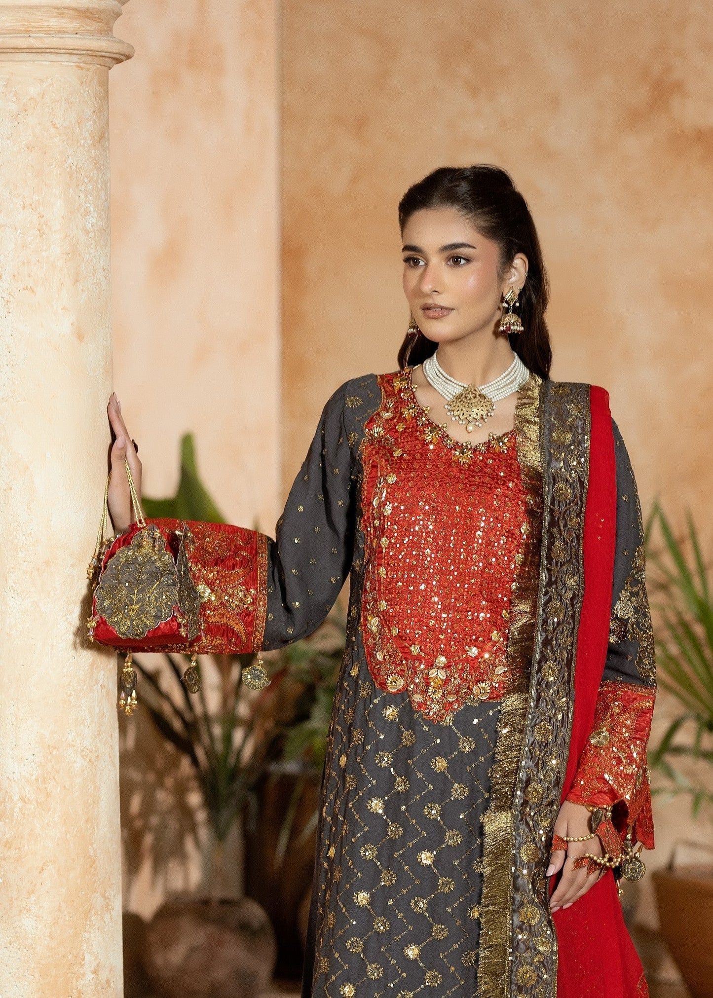 Grey Chiffon Wedding Guest Wear Sharara Online in Sri Lanka India Australia