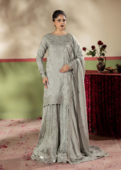 Grey Crush Sharara with Silk Dupatta Online in Sri Lanka India Australia