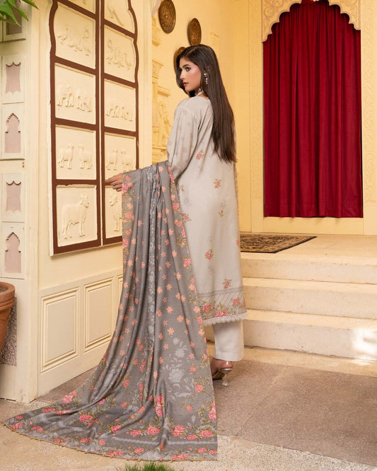 Grey Dhanak Embroidered Salwar Kameez Online in KSA Riyadh Saudi Arabia Oman Bahrain Qatar