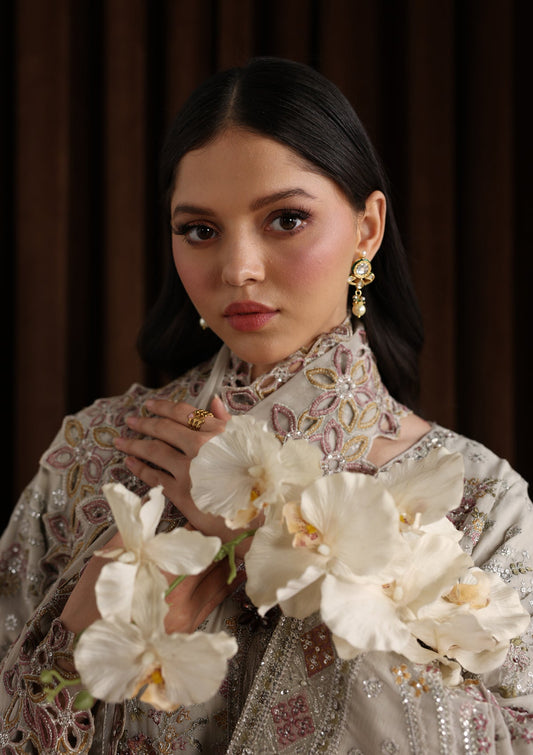 Grey Embellished Chiffon Straight Kurta Suit Online in Dubai DXB UAE Abudhabi Meena Bazaar