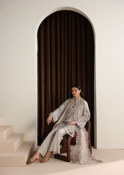 Grey Embroidered Chiffon Festive Wear Online in Dubai DXB UAE Abudhabi Meena Bazaar