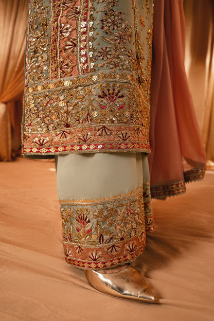 Grey Embroidered Chiffon Ladies Suit Online in Sri Lanka India Australia