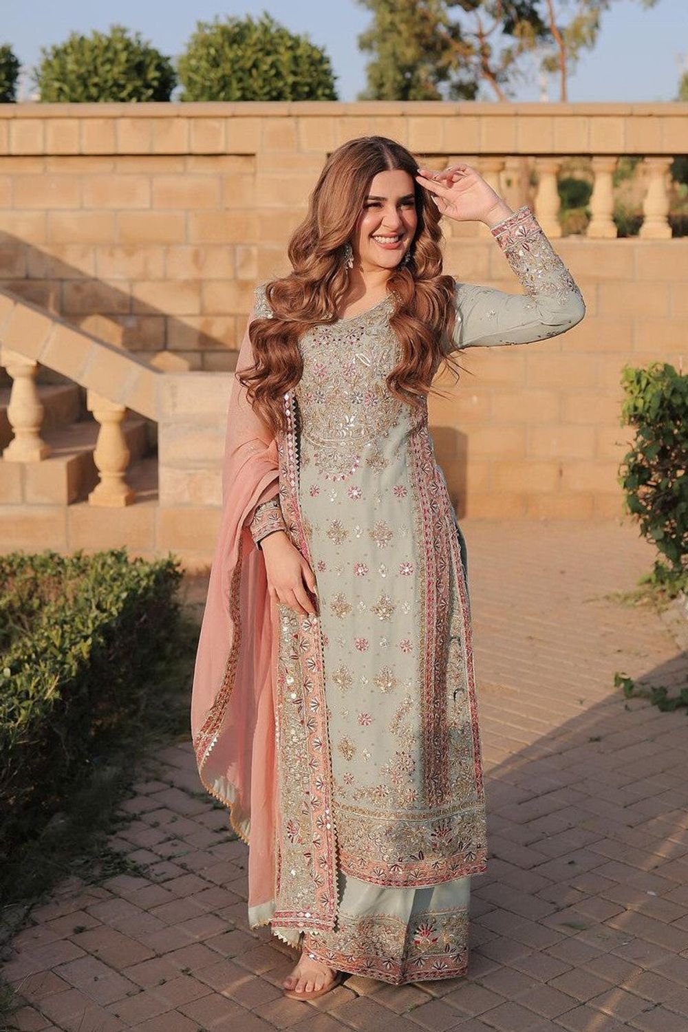 Grey Embroidered Chiffon Pakistani Suit Online in Dubai UAE Abudhabi Ajman Sharjah