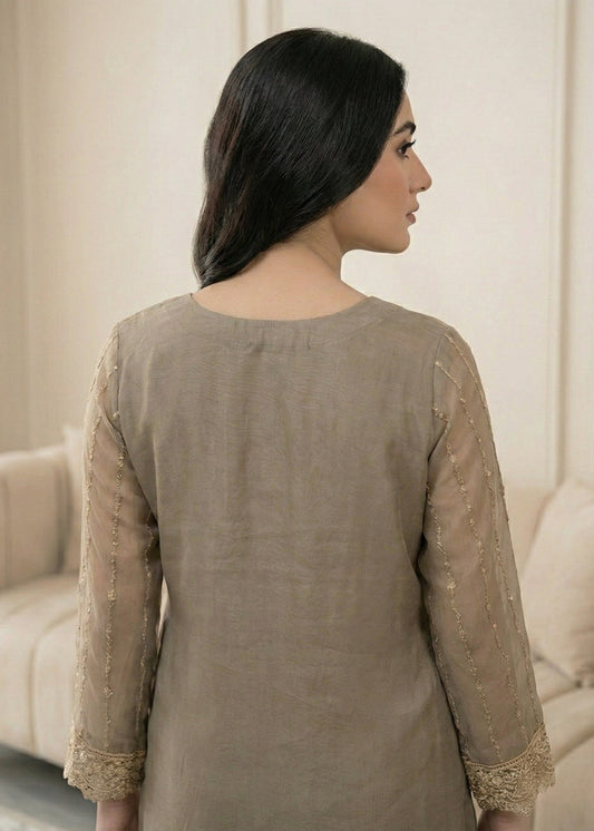 Grey Embroidered Organza 3 Piece Suit Online in Sri Lanka India Australia