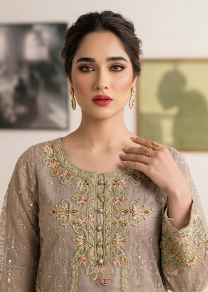 Grey Embroidered Organza Festive Wear Suit Online in Sri Lanka India Australia