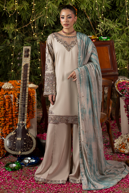 Grey Embroidered Raw Silk Wedding Suit Online in Dubai UAE Abudhabi Ajman Sharjah