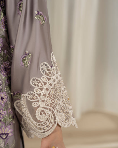 Grey Embroidered Shamoz Silk Shalwar Kameez Online in Sri Lanka India Australia