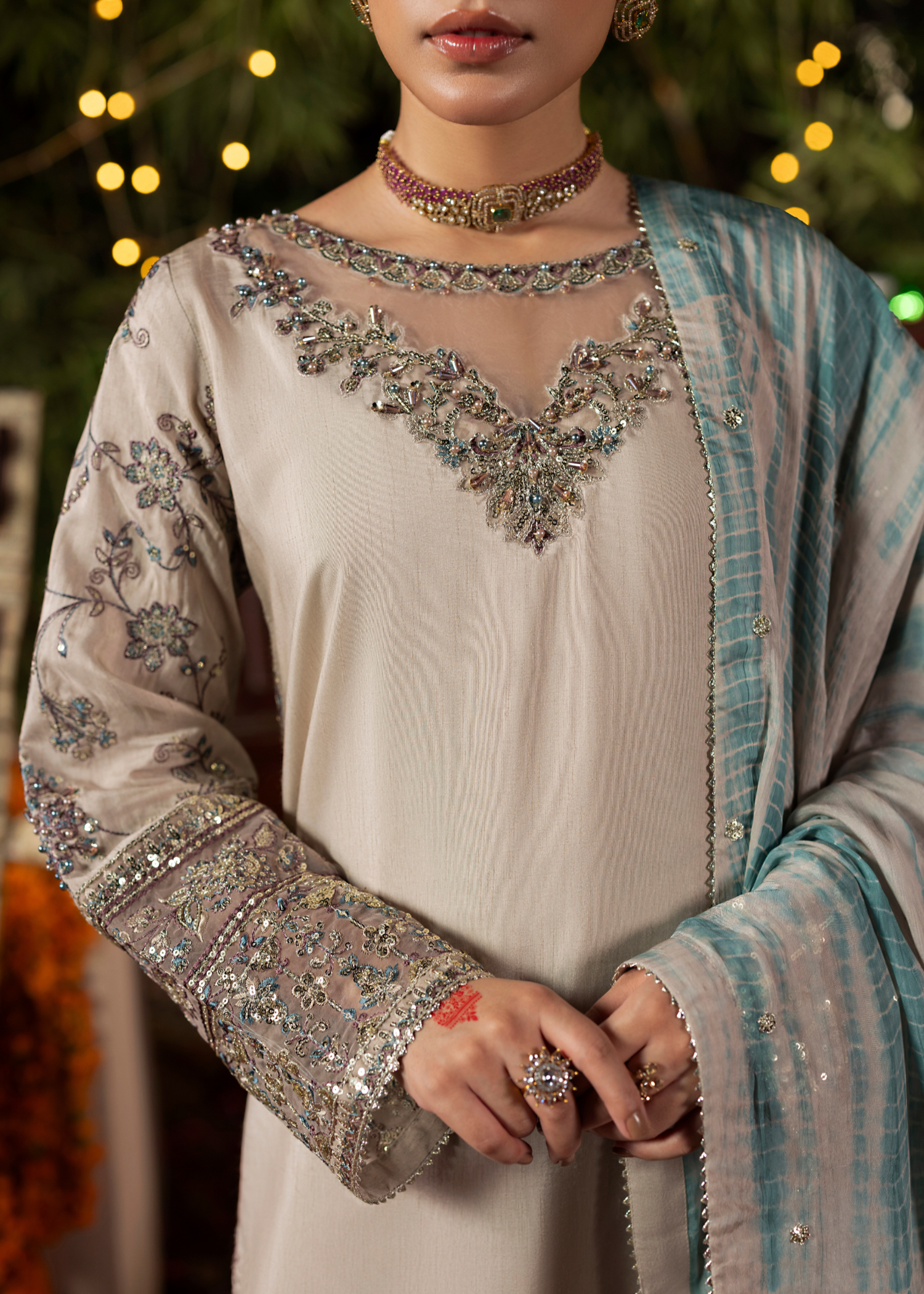 Grey Embroidered Silk Formal Salwar Suit Online in UK USA Canada
