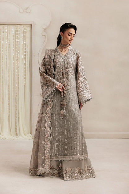 Grey Hand Embellished Organza Pakistani Suit Online in Dubai UAE Abudhabi Ajman Sharjah