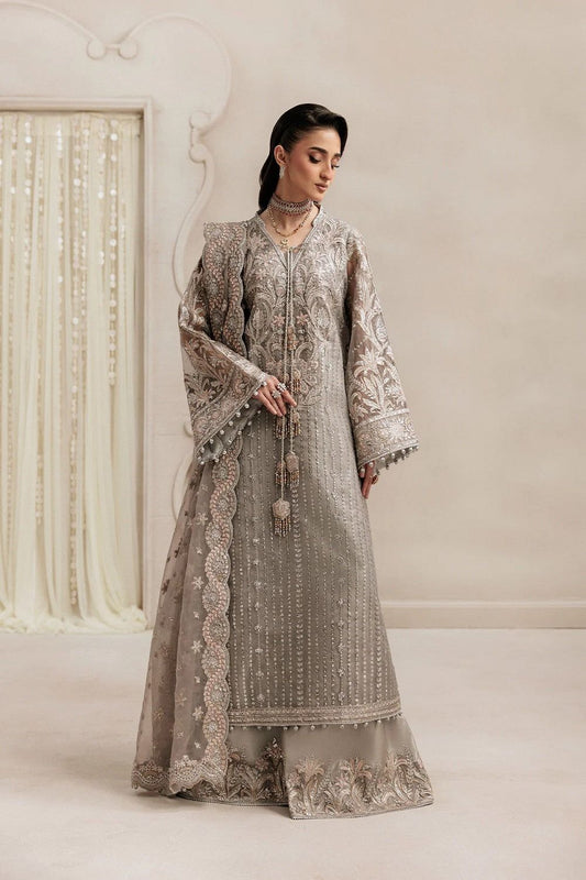 Grey Hand Embellished Organza Pakistani Suit Online in Dubai UAE Abudhabi Ajman Sharjah