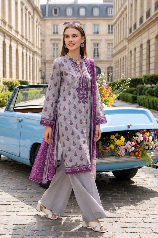 Grey Lawn Straight Cut Kurta Salwar Suit Online in Dubai UAE Abudhabi Ajman Sharjah