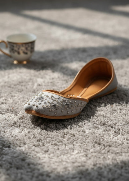 Grey Leather Khussa Wedding Shoes Online in Sri Lanka India Australia