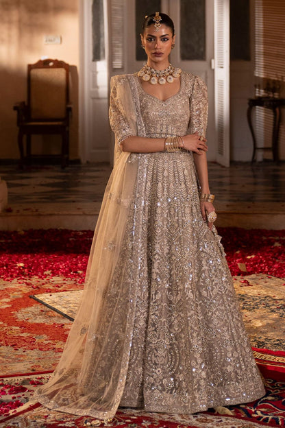 Grey Net Flared Lehenga Party Wear Suit Online in Dubai UAE Abudhabi Ajman Sharjah
