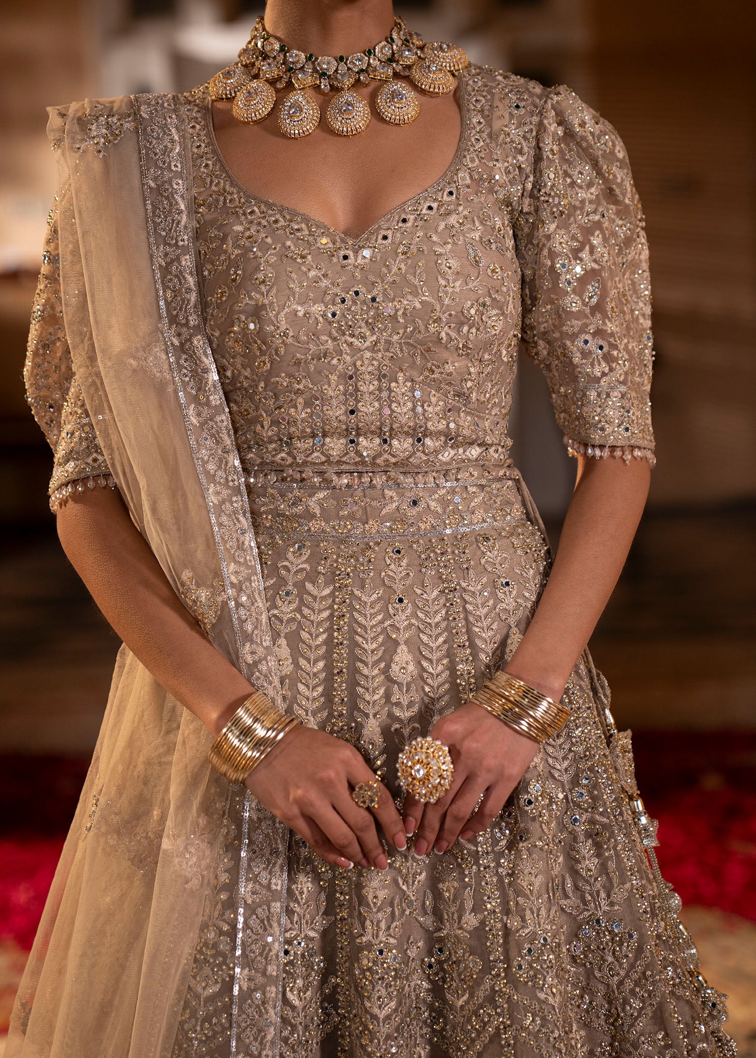 Grey Net Party Wear Salwar Suit Online in UK USA Canada