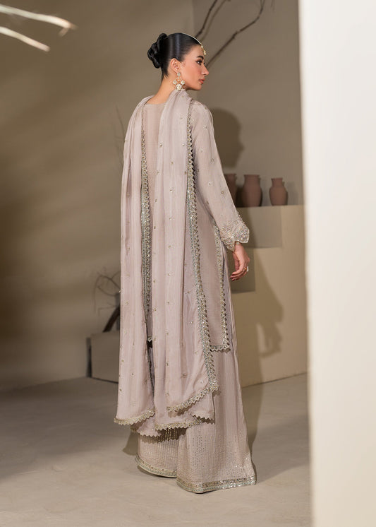 Grey Raw Silk Party Wear Salwar Suit Online in Sri Lanka India Australia