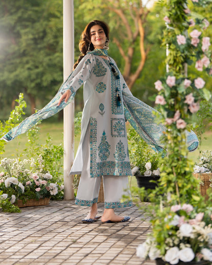 Grey Silk Embroidered Long Shirt Suit Online in Sri Lanka India Australia
