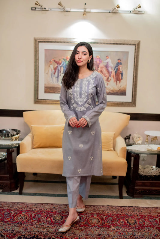 Grey Kurta with Straight Pants