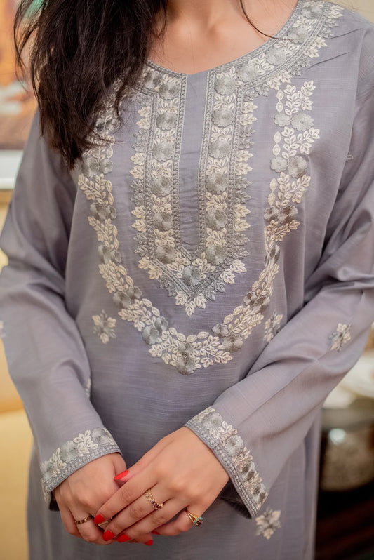 Grey Kurta with Straight Pants