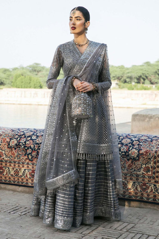 Steel Grey Embroidered Sharara