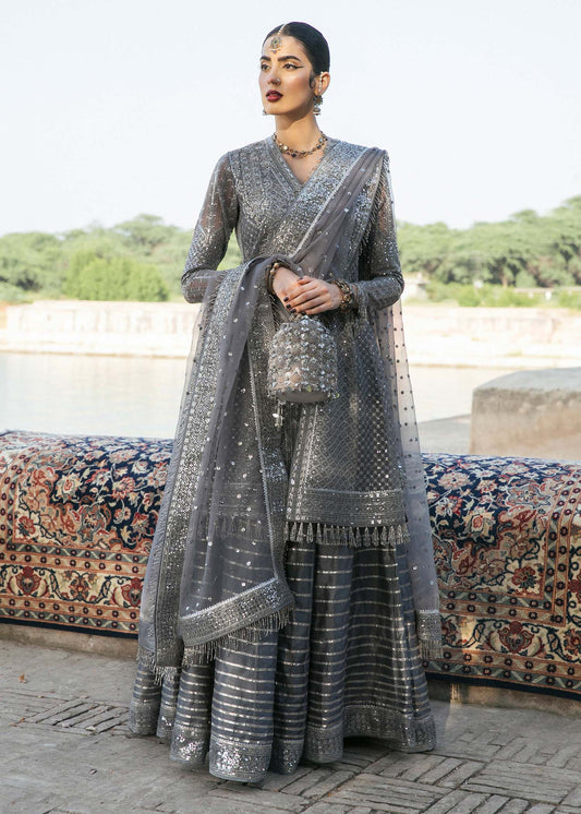 Steel Grey Embroidered Sharara