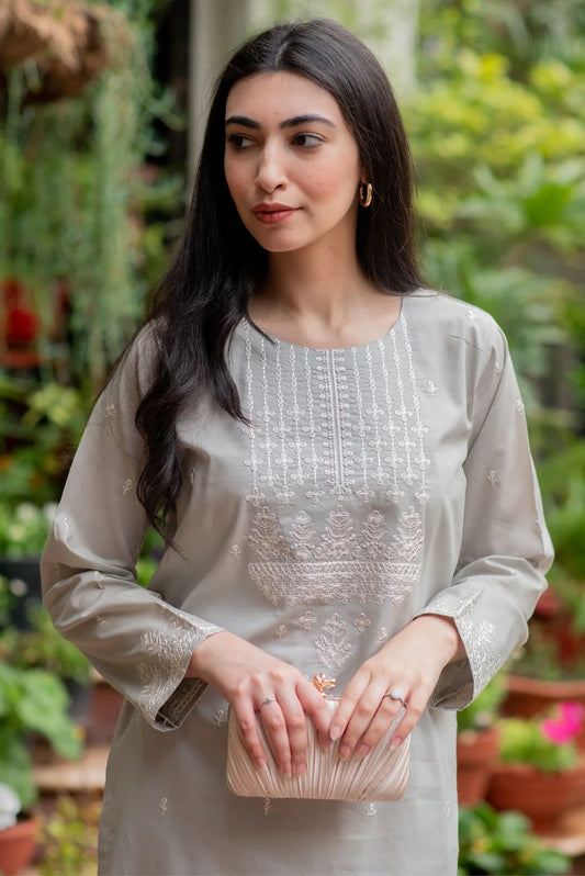 Grey Kurta with Straight Pants