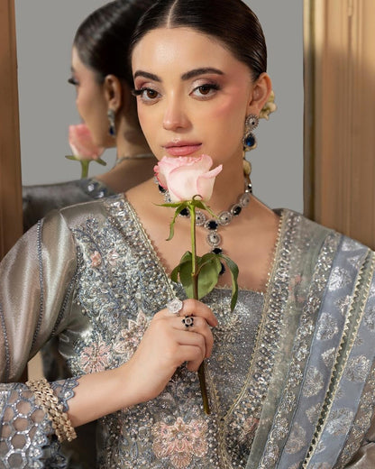 Hand Embellished Blue Silk Sharara for Festive Occasions Online in Dubai DXB UAE Abudhabi Meena Bazaar