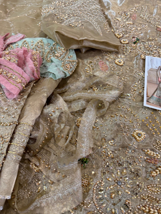 Hand Embellished Chiffon Pakistani Designer Suit Online in Dubai UAE Abudhabi Ajman Sharjah