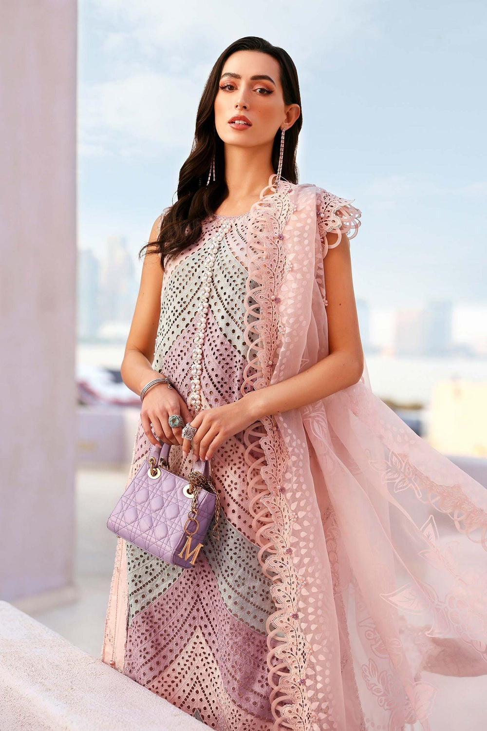 Hand Embellished Chikankari Lawn Dress Material Online in UK USA Canada