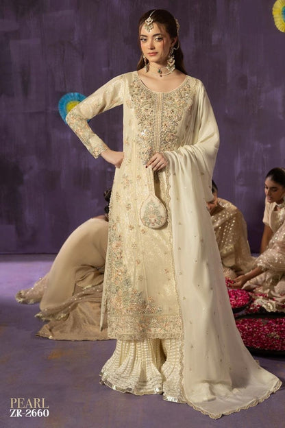 Hand Embellished Organza Sharara with Potli Bag Online in Dubai UAE Abudhabi Ajman Sharjah