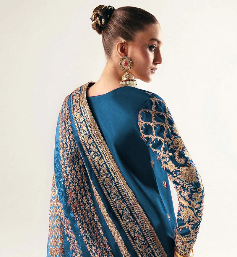 Hand Embellished Raw Silk Ladies Suit Online in UK USA Canada