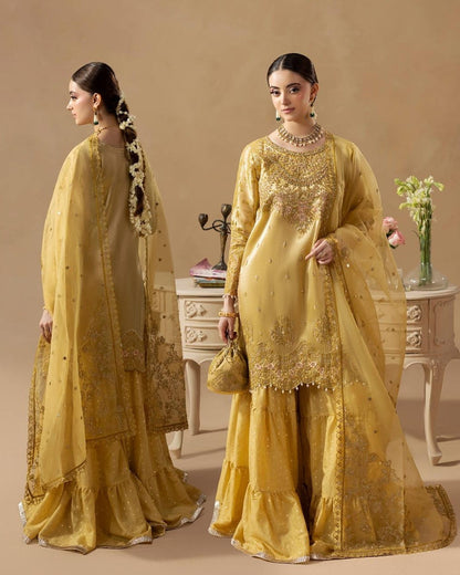 Hand Embellished Zari Silk Sharara Ensemble Online in Dubai UAE Abudhabi Ajman Sharjah